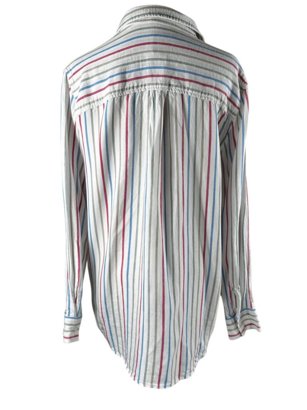 GAP Linen Blend Multicolor Striped Button-Up Shirt Women’s M Relaxed Fit - Picture 3 of 7